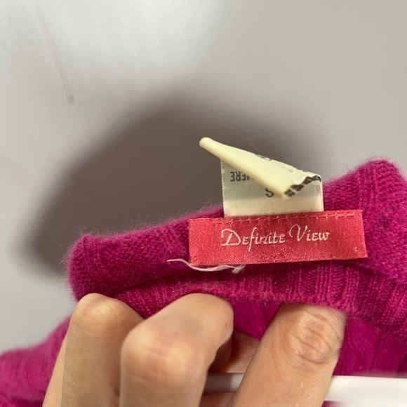 Vintage Definite View Barbiecore Hot Pink Cap Sleeve Knit 100% Cashmere Sweater - Picture 7 of 8